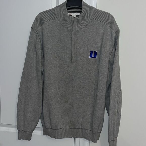 Cutter & Buck Duke Blue Devils College Golf 1/4 Zipper Crewneck Sweater Elbow L - Picture 1 of 6